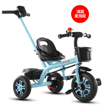 1-6 years toddler tricycle Ahmedabad kids cycle Ahmedabad in light blue with black seat and push handle