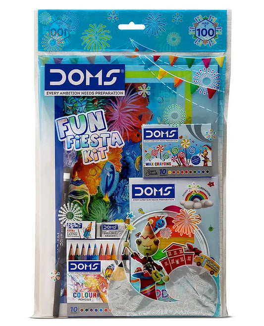 Buy Doms fun fiesta Kit | Perfect Value Pack | Kit For School Essentials | Gifting Range For Kids | Combination of 7 Stationery Items | mrp ₹:100 | Sam's Toy Ahmedabad DOMS Sams toy world shop in Ahmedabad Gujarat