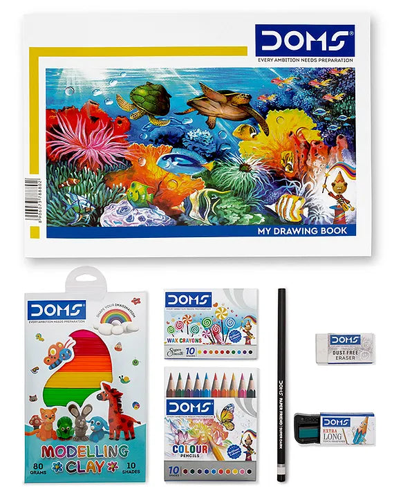 Buy Doms fun fiesta Kit | Perfect Value Pack | Kit For School Essentials | Gifting Range For Kids | Combination of 7 Stationery Items | mrp ₹:100 | Sam's Toy Ahmedabad DOMS Sams toy world shop in Ahmedabad Gujarat