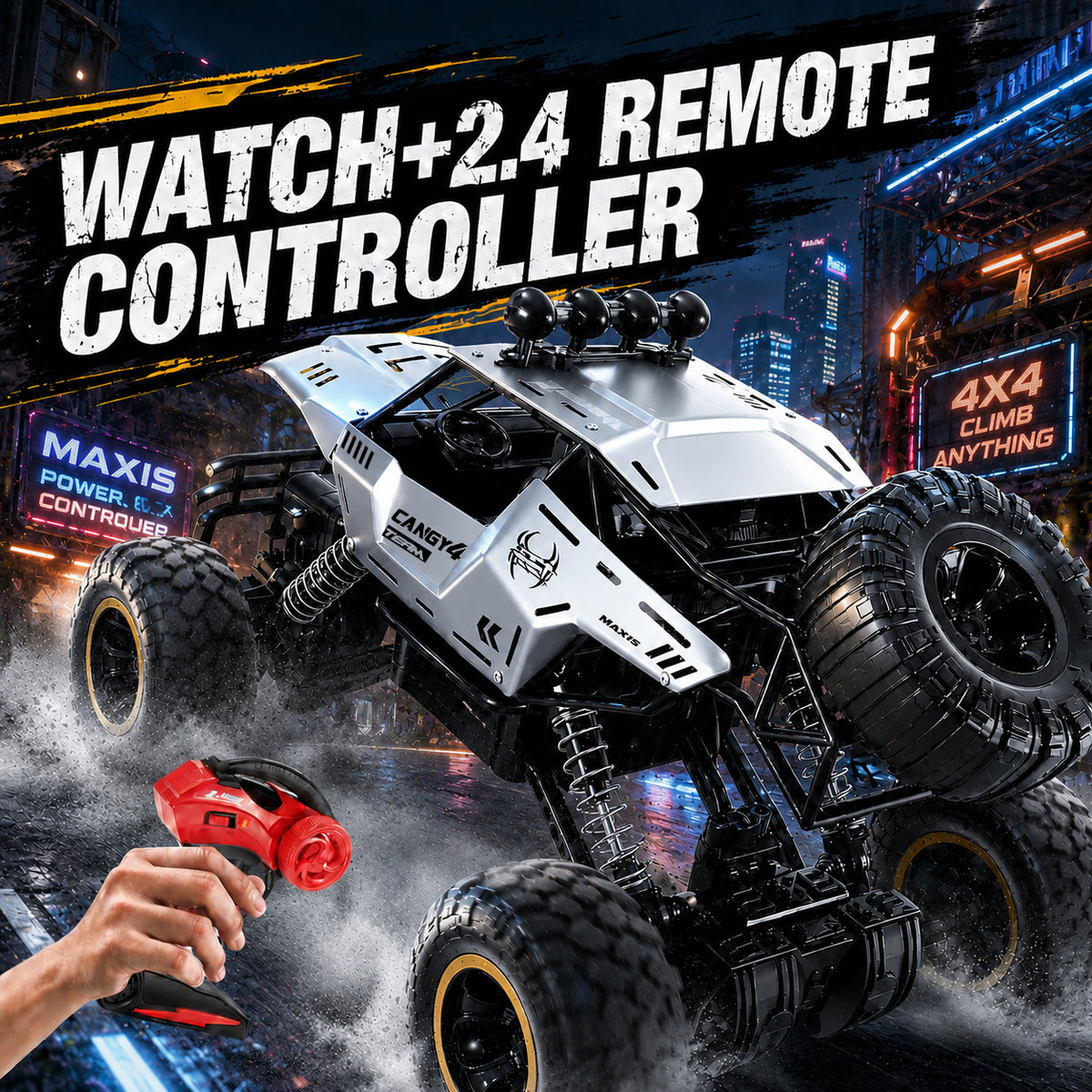 TEMU Can't Sale. Silver,Black RC Car Rock Crawler Rechargeable Off Road Truck 4WD, Metal Shell LED Headlights Remote Control Off Road Car Truck, Logistics Is Randomly Sent By UPS, USPS,UNI,GOFO.