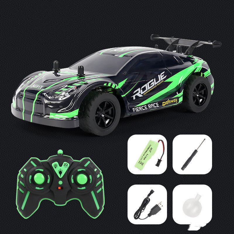 2.4G Remote Control Car in black and green with spray drift features for ages 6 and up from Sam's Toy World