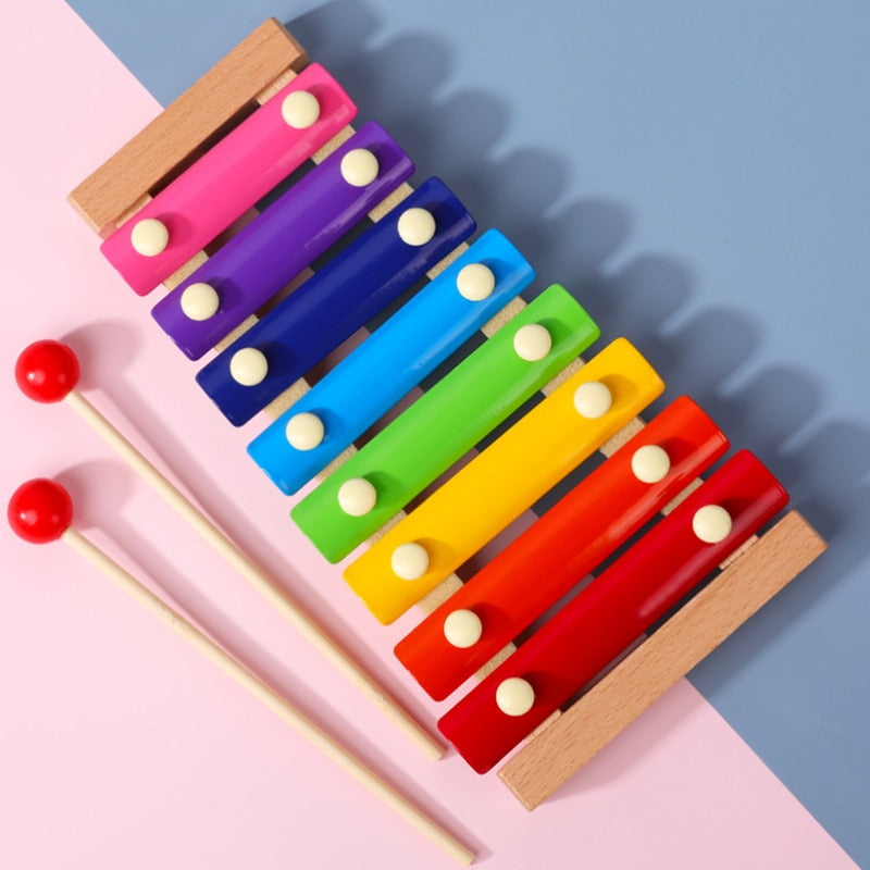 2025 New Toy Xylophone Montessori Educational Toy Wooden Eight-Notes Frame Style Xylophone Children Kids Baby Musical Funny Toys