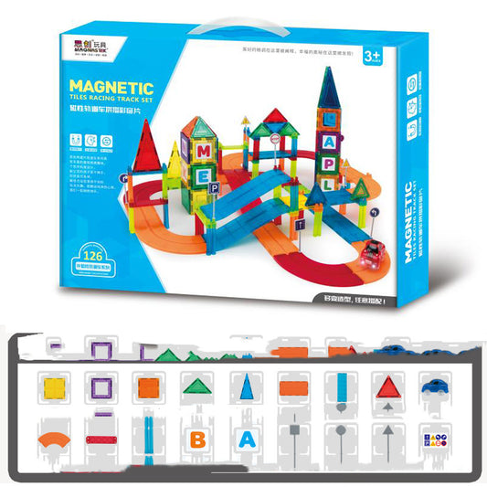 Trending Piece Kids Magnetic Tile Car Race Track STEM DIY | Sam's Toy Ahmedabad