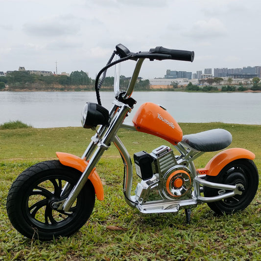 Kids Motorcycle 12Inch Electric Bike Small Size Chopper Bike For Kids, 24V Ride On Toy For Kids With LED Lights, Motorcycle Sound, 10mph & 150lb Max