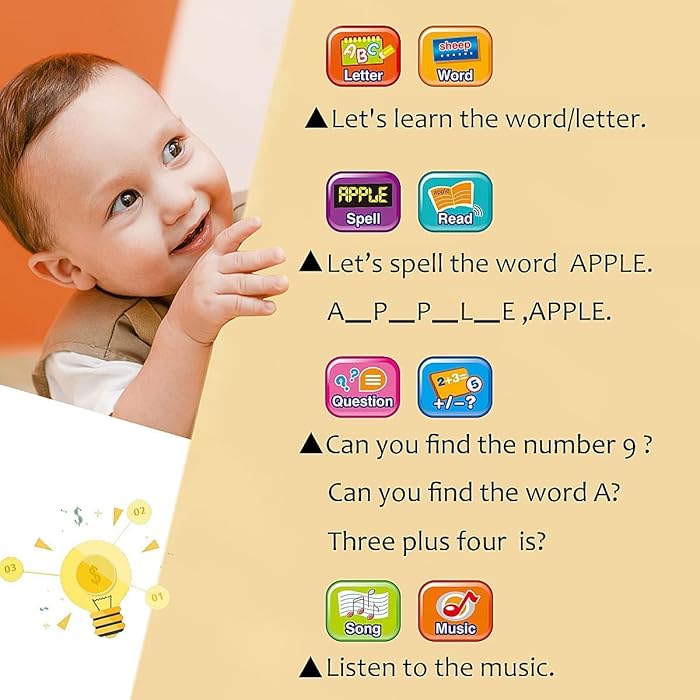 Buy Sam's Kids Early Development Interactive Electronic Tablet with Teach Alphabet Numbers Word Music Math 3 Years+ | Montessori Toys for Babies 6 12 18 Months+ samstoy.in Sams toy world shop in Ahmedabad Gujarat