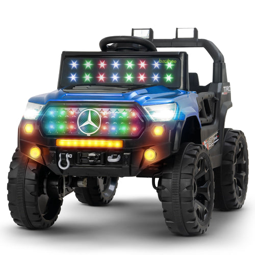 Blue electric Mercedes style ride-on jeep for children Ahmedabad online Gujarat . LED lights rugged wheels and realistic grille