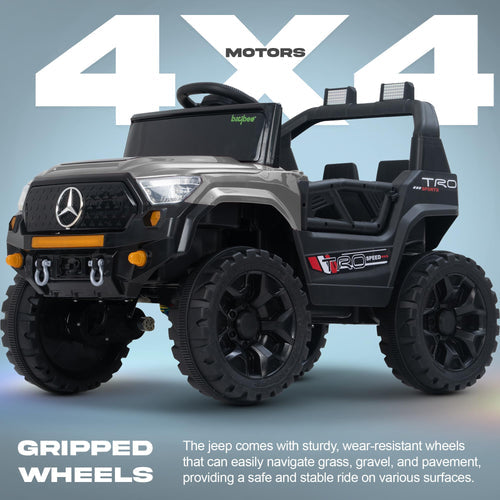 Samstoy.in Mercedes style ride-on jeep for children Ahmedabad online Gujarat . Grey 4x4 electric kids jeep with gripped wheels