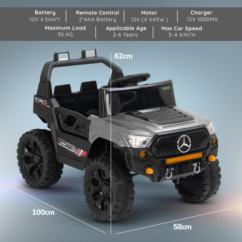 Mercedes style ride-on jeep for children Ahmedabad online Gujarat black toy jeep 12V battery remote control