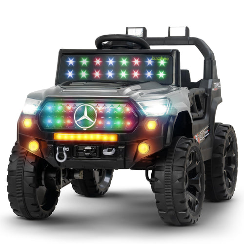 Mercedes style ride-on jeep for children Ahmedabad online Gujarat black electric kids jeep with multicolor LED lights