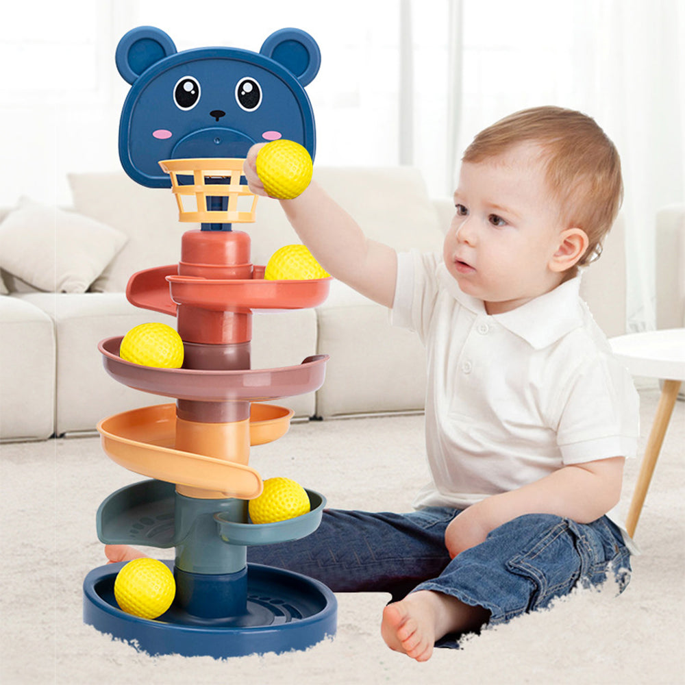 Baby Toys Rolling Ball Pile Tower Early Educational Toy For Babies Rotating Track Educational Baby Birthday Gift Stacking Toy For Children