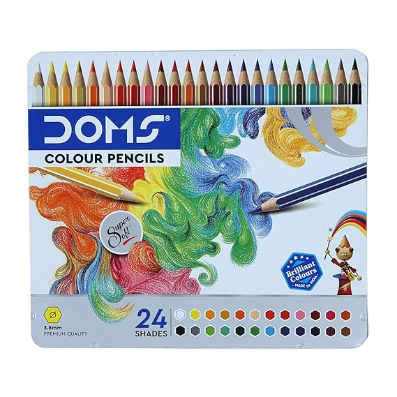 Buy Doms 24 Shades Super Soft Color Pencils Flat Tin Box Multicolor Pack Of 1 Sam s world samstoy.in in Ahmedabad Gujarat India at lowest offer price shop in Ahmedabad Gujarat India