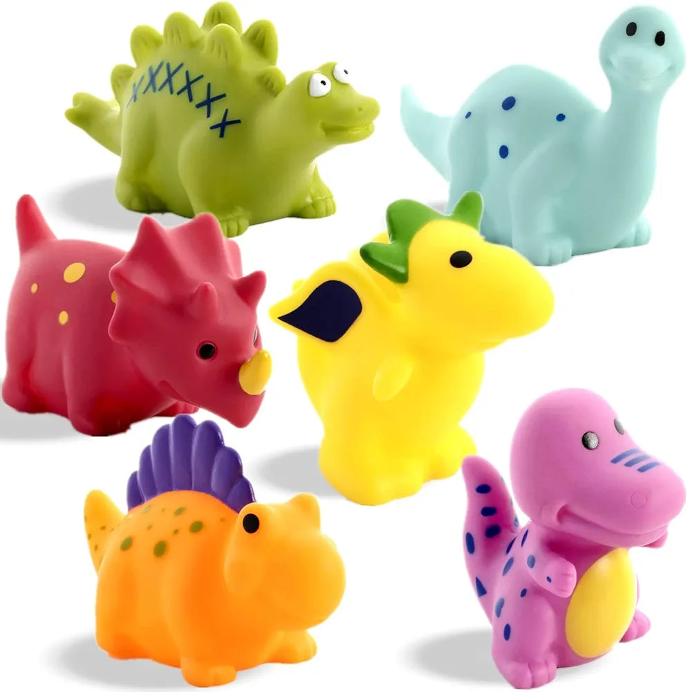 Mold Free Dinosaur Bath Toys for Toddlers/ Infants 12- 18 Months, No Hole No Mold Bathtub Toys, Years Old Kids (6 Pcs with Storage Bag)