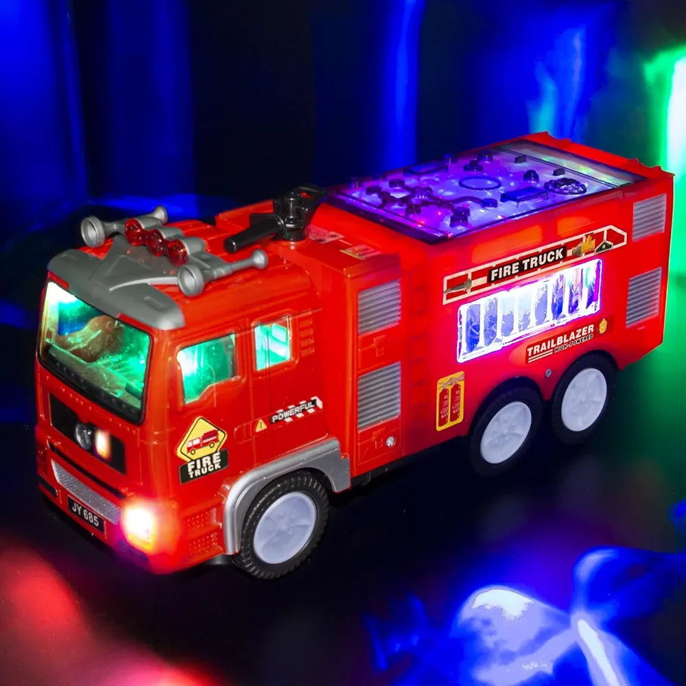 Toy Fire Truck Garbage Truck Container Truck Toys for Toddlers Years Christmas Birthday Gift, Truck Car Toys with 4D Lights and