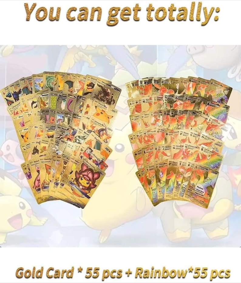 Pokemon Card Foil GOLD PACK 110 CARDS Tcg gx, vmax gx, card Charizard rare Sams Toy - samstoy.in