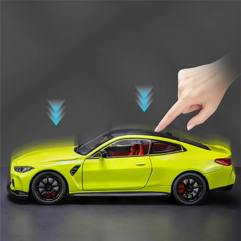 Sam's Toy World 1:24 M4 G82 Coupe Alloy Sports Car Model Diecasts Metal Vehicles Car Model Simulation Sound Light Collection Chlidrens Toys Gift