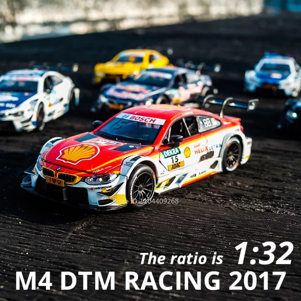 Sam's Toy World 1:32 Scale BMW M4 DTM Car Model Toy Doors Opened Metal Diecast Music Light Pull Back Racing Cars Models Toys Kids Hobby Gifts