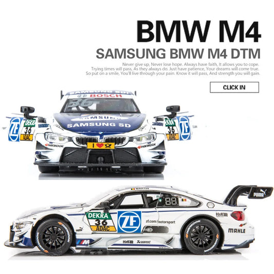 Sam's Toy World 1:32 Scale BMW M4 DTM Car Model Toy Doors Opened Metal Diecast Music Light Pull Back Racing Cars Models Toys Kids Hobby Gifts
