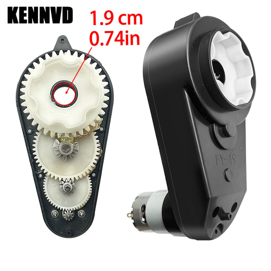 Sam's Toy World 1.9cm 0.74in Big Aperture Motor Gearbox for Kids Electric Car,6V 12V 24V Ride On Car RS550 Universal Gearbox with Metal Gear
