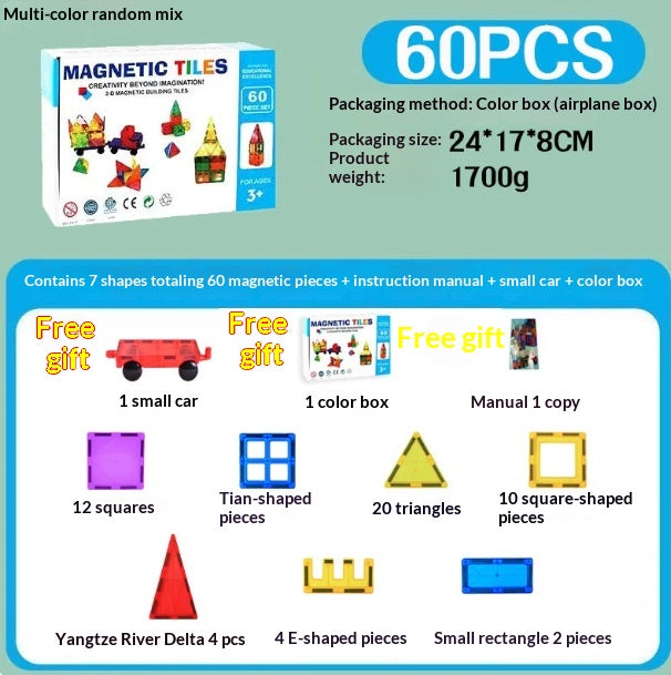 Magnetic Tiles Kids Toys STEM Magnet Blocks Building Montess