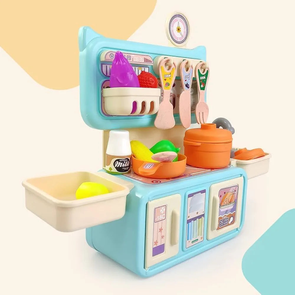 OOOK 2-in-1 Wooden Coffee Maker Playset – 28 Pcs Pretend Play Kitchen Toy For Kids 3+ (Coffee Shop On Back)
