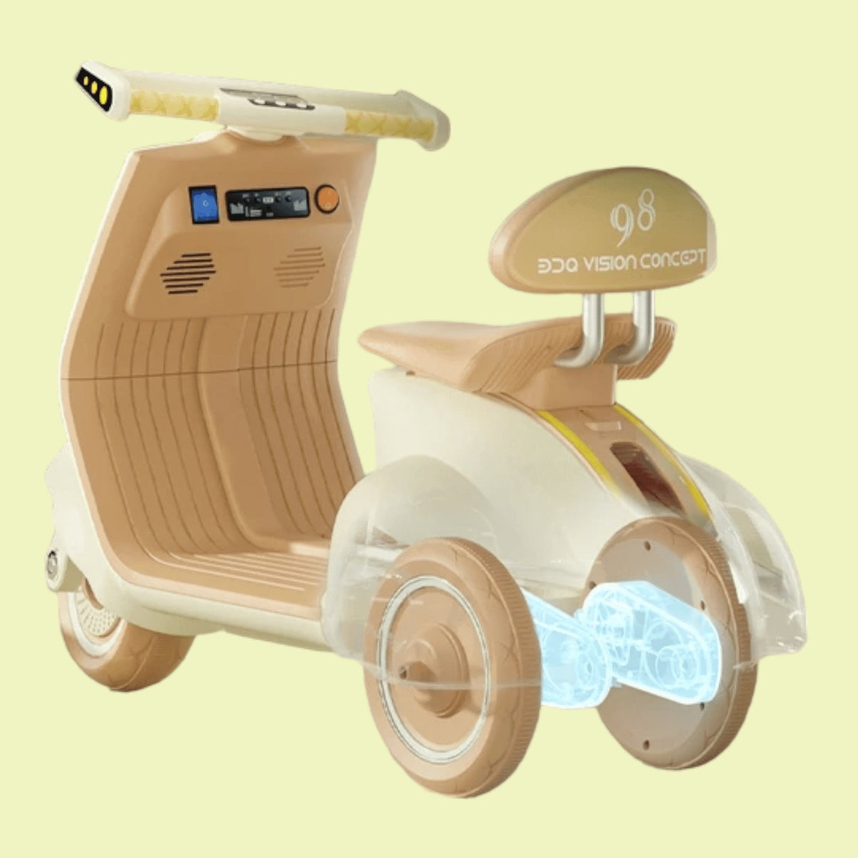 Battery operated kids scooter Ahmedabad Gujarat India with beige and white design for children riding