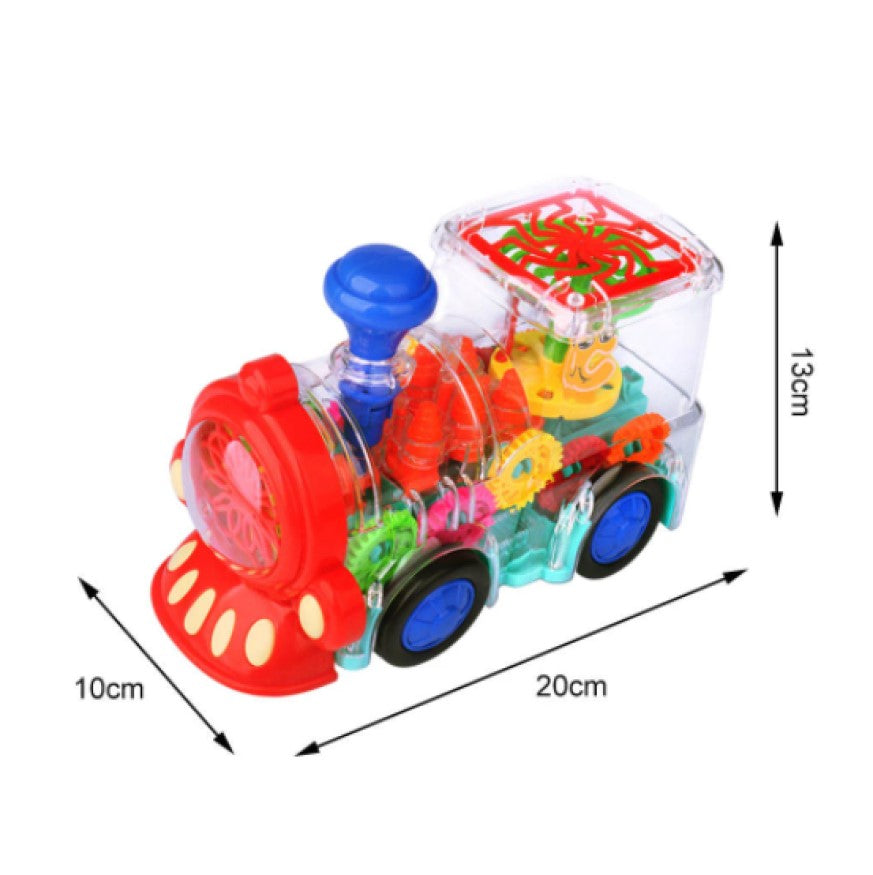 Battery operated train toy with music for kids in Ahmedabad Gujarat featuring colorful gears and lights
