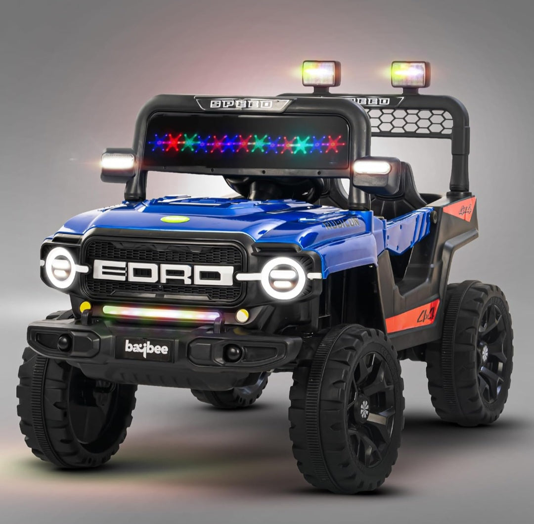 Blue electric toy car for kids with lights and rugged tires best price electric car for kids Make in Ahmedabad Gujarat