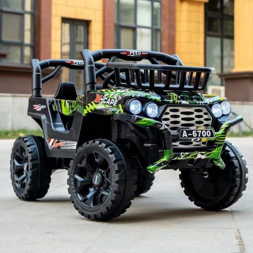 Black and green electric jeep ride-on toy with large wheels and realistic design best ride-on toys for kids 1-5 remote control jeep