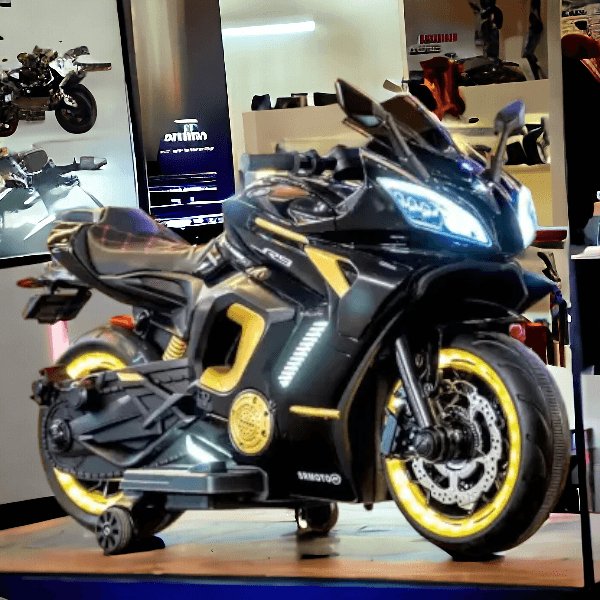 Buy battery operated bike for kids in Ahmedabad Gujarat India black and yellow toy motorcycle by FUN N FUNKY