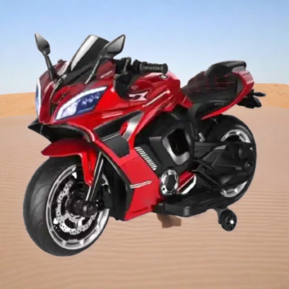 Red FUN N FUNKY toy motorcycle for kids with training wheels buy battery operated bike for kids in Ahmedabad Gujarat India