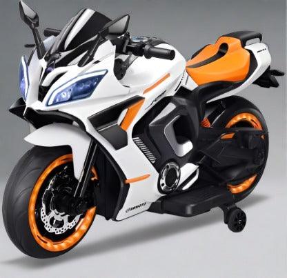 FUN N FUNKY white and orange toy motorcycle with training wheels Buy battery operated bike for kids in Ahmedabad Gujarat India