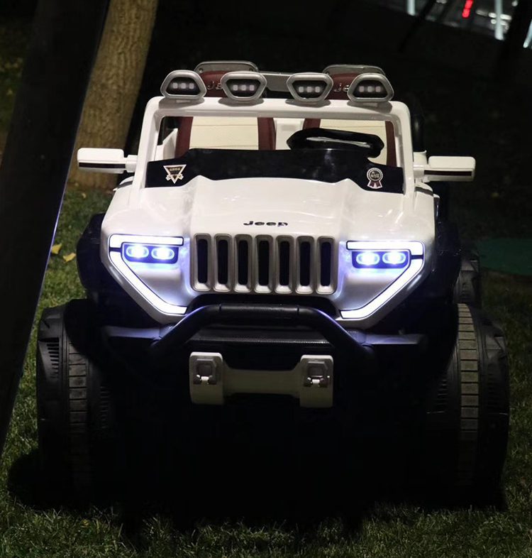 Buy Big safe battery car for 1 to 12 years kids at Sam's Toy Ahmedabad white and black kids electric jeep with LED headlights