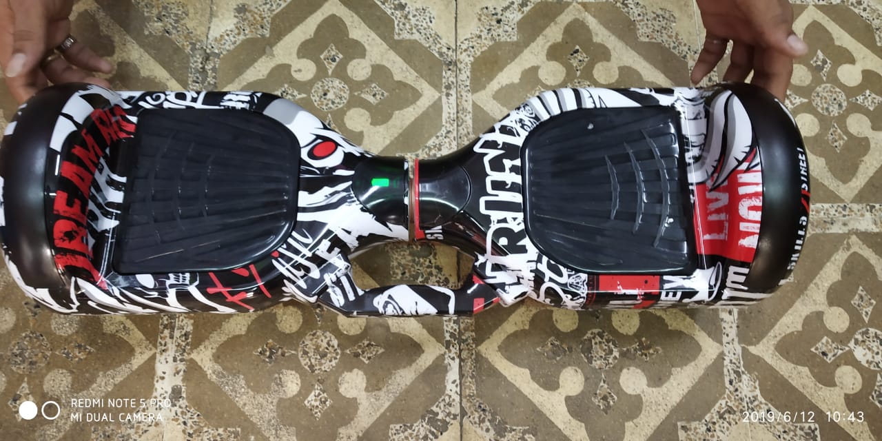 Buy bluetooth hoverboard for children Ahmedabad Gujarat online with black white and red graffiti design