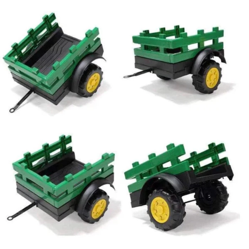 Buy John Deere kids tractor Ahmedabad Gujarat green and black toy trailer with yellow wheels for kids