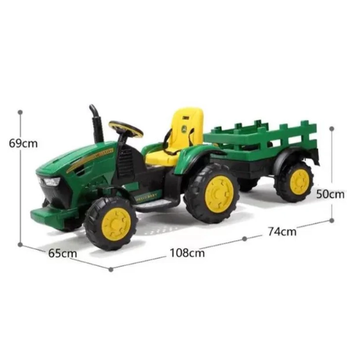 Buy John Deere kids tractor Ahmedabad Gujarat green and yellow ride on toy with trailer and dimensions