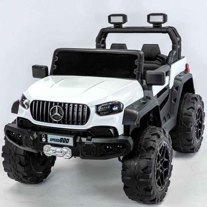 White Mercedes battery operated ride-on car with large tires and black accents buy Mercedes battery Operated ride-on car Ahmedabad
