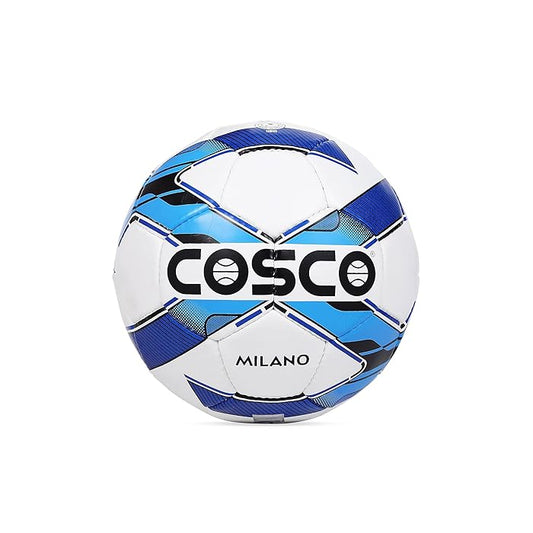 Cosco size 5 football for sale Ahmedabad online India white blue Cosco Milano size 5 soccer ball front view