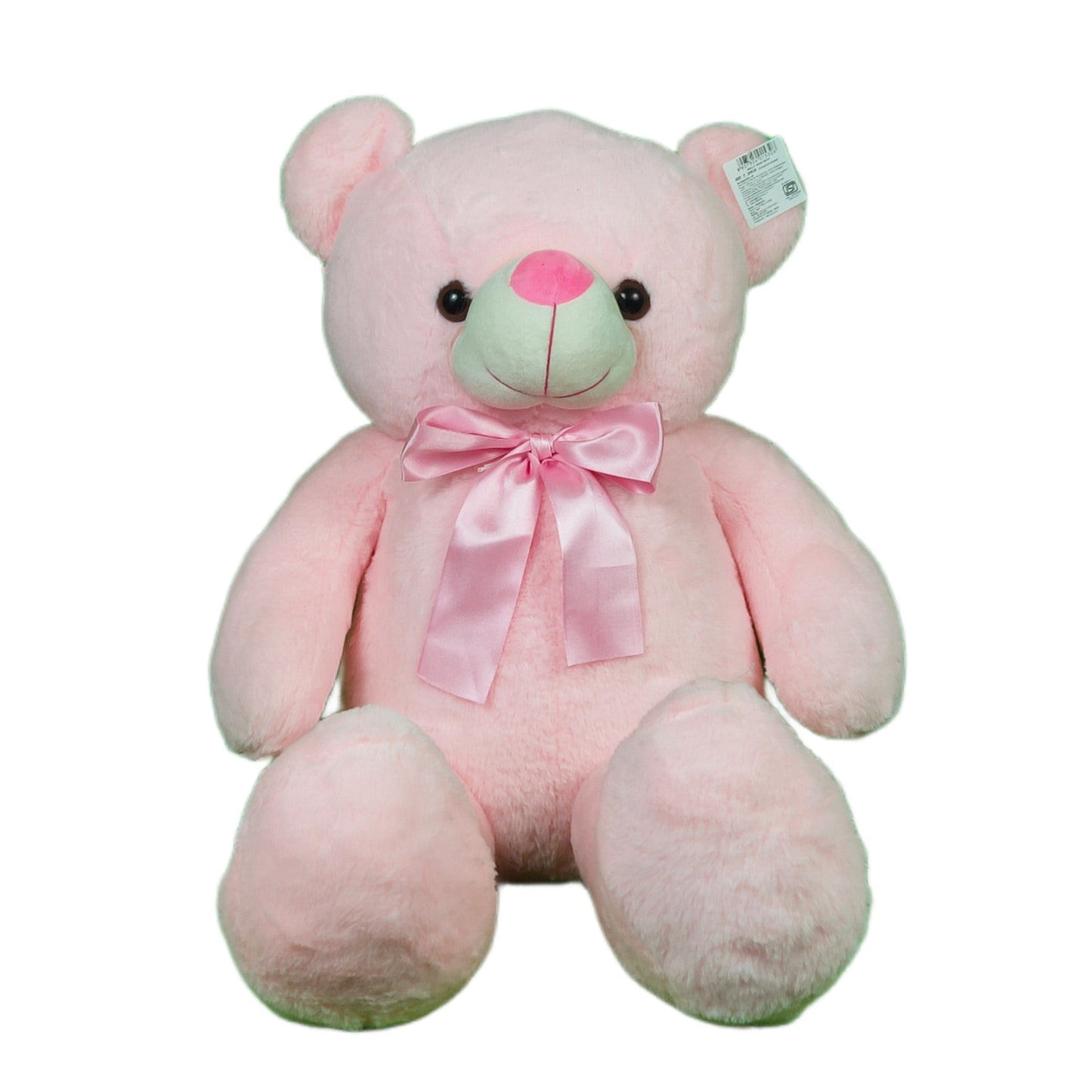 Cute pink teddy buy online plush toy with soft fur and satin bow by samstoy.in