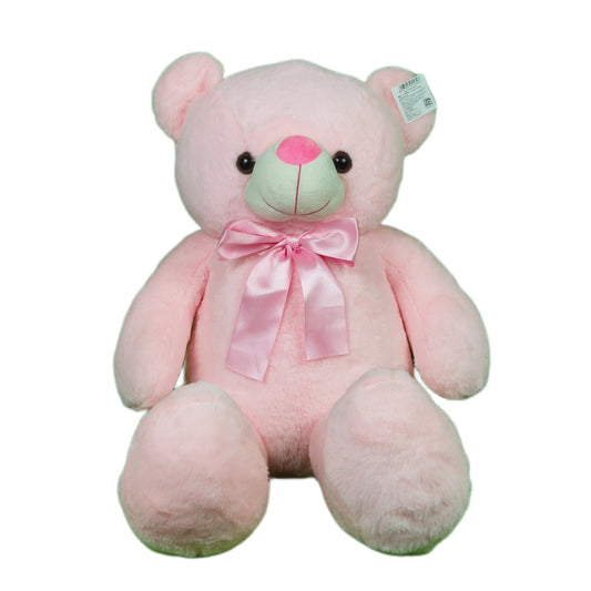 Cute pink teddy buy online plush toy with soft fur and satin bow by samstoy.in
