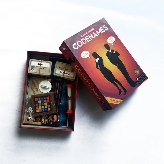 Open Codenames box showing cards timer clue grid and components buy Codenames family game Ahmedabad Gujarat online India