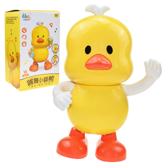 Dancing Duck Animated GIF in Yellow, suitable for toddlers, available at Sam's Toy World