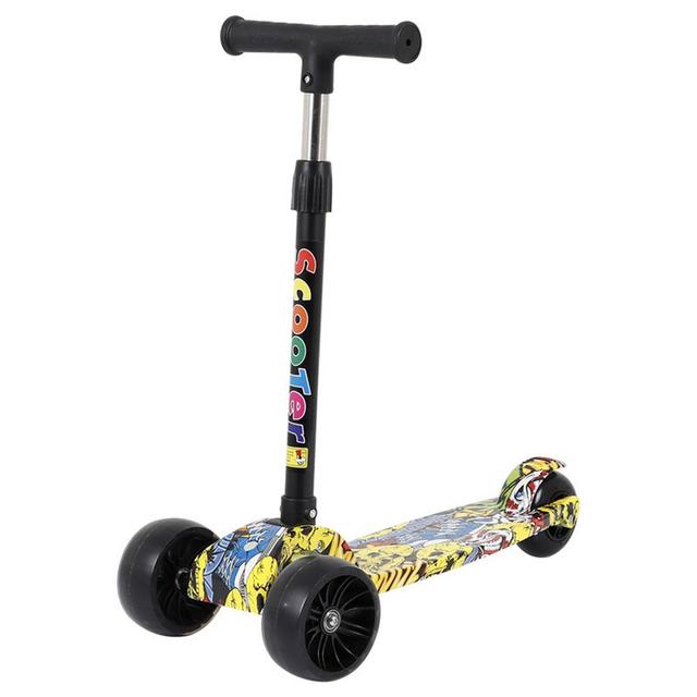 Colorful foldable ride on scooter for children 3 wheels with T handle adjustable height and wide deck