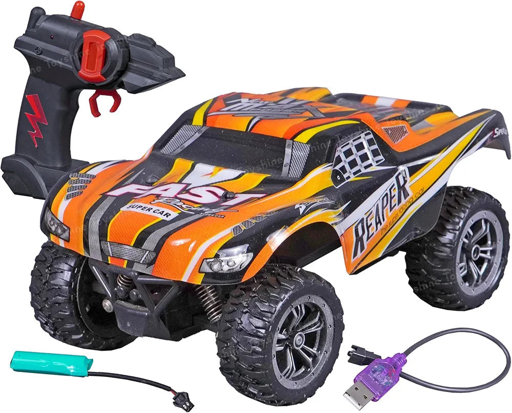 Drifting Remote Control Car Racing Ahmedabad Gujarat with bright orange design and remote control
