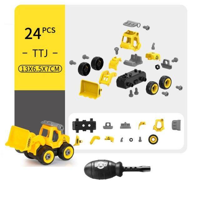 Educational construction toys for toddlers kids Ahmedabad yellow toy bulldozer set with 24 pieces and screwdriver