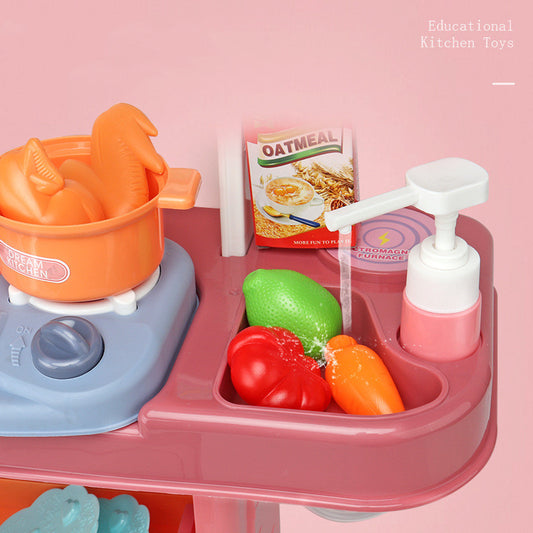 Sam's Toy World Pink Educational Kitchen for Play Girls Toy with Cooking Accessories for Ages 3+