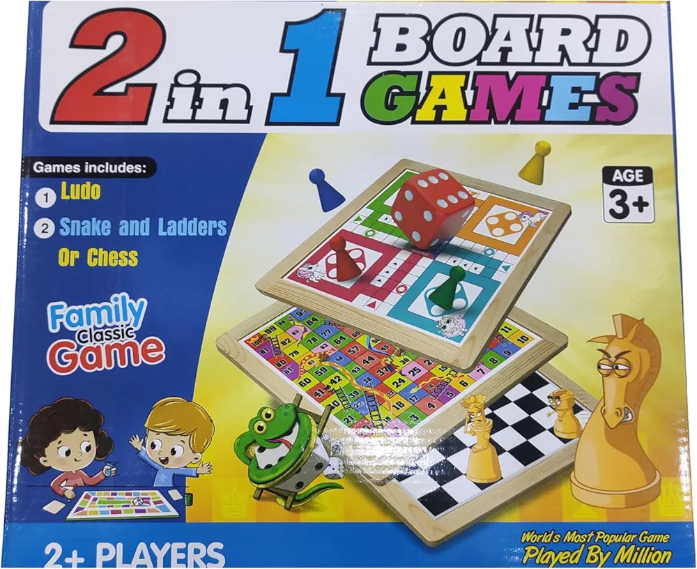 2 in 1 board games featuring Ludo and Snakes and Ladders for family fun, ideal for parties in Ahmedabad Gujarat online India