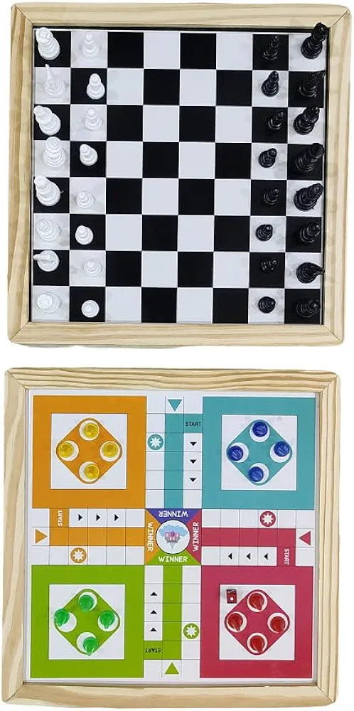 Wooden Ludo and Chess Game Set, ideal family board games for parties, available online in Ahmedabad Gujarat India