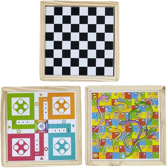 Family board games for parties wooden ludo set including snakes and ladders and checkers in Ahmedabad Gujarat online India