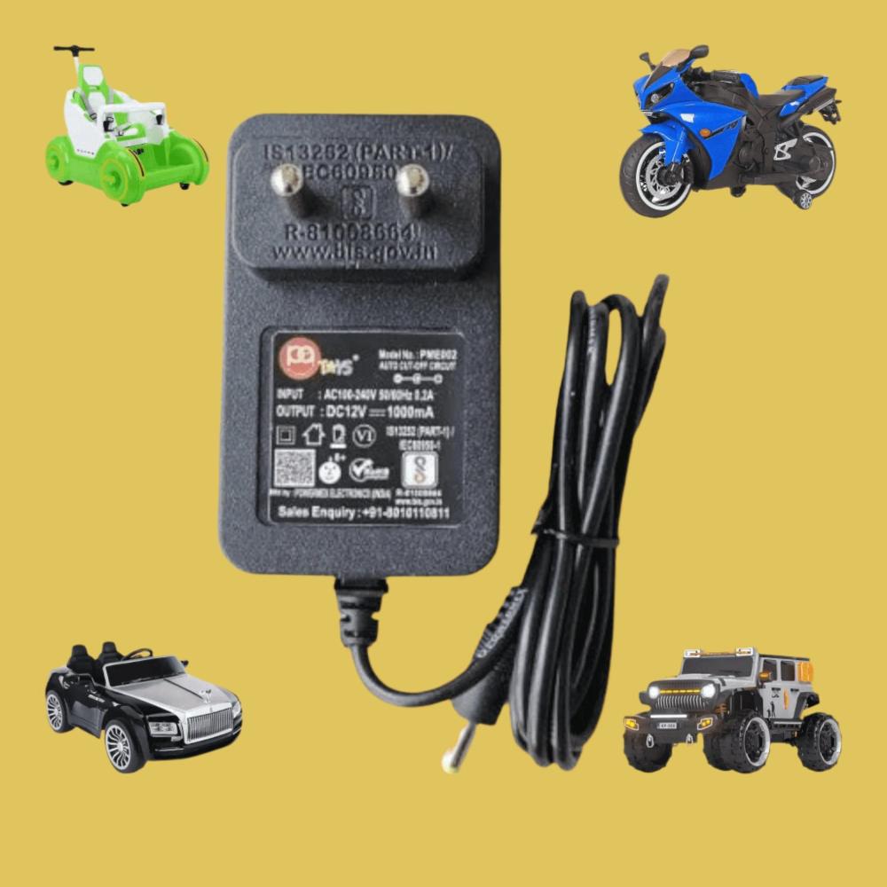 Fast charger for children's ride-on car and bike 12V online with black power adapter and cable