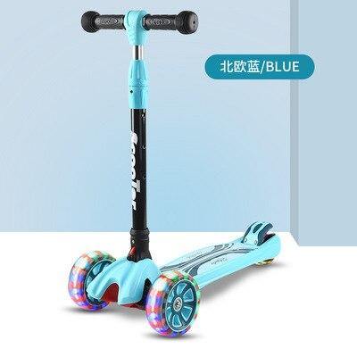 Foldable kids scooter with flashing wheels in Ahmedabad Gujarat India in blue with adjustable handlebar
